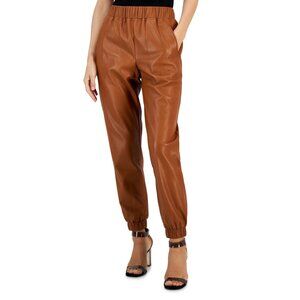 NWT INC International Concepts Womens Faux Leather Joggers Cinnamon Spice XXL